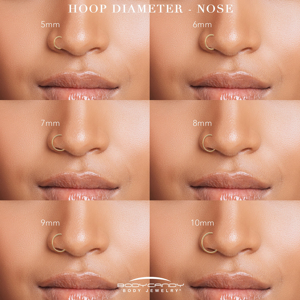 20G CZ Double Row Checkerboard Implant Grade Titanium Nose Hoop