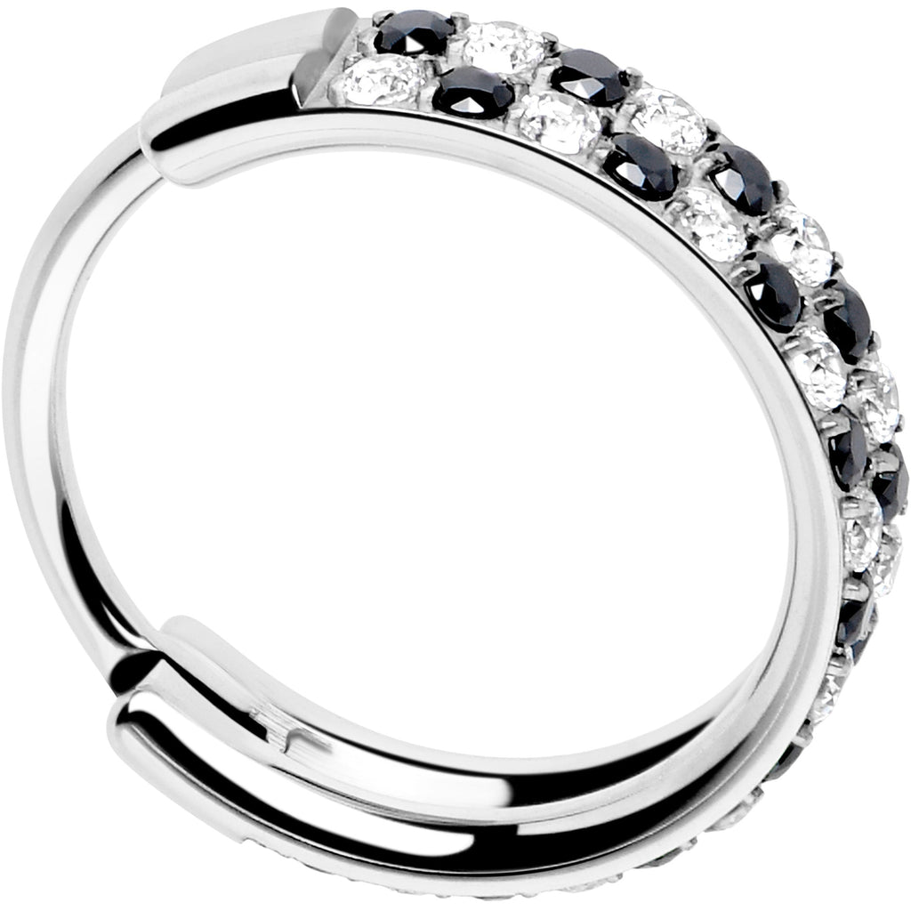20G CZ Double Row Checkerboard Implant Grade Titanium Nose Hoop