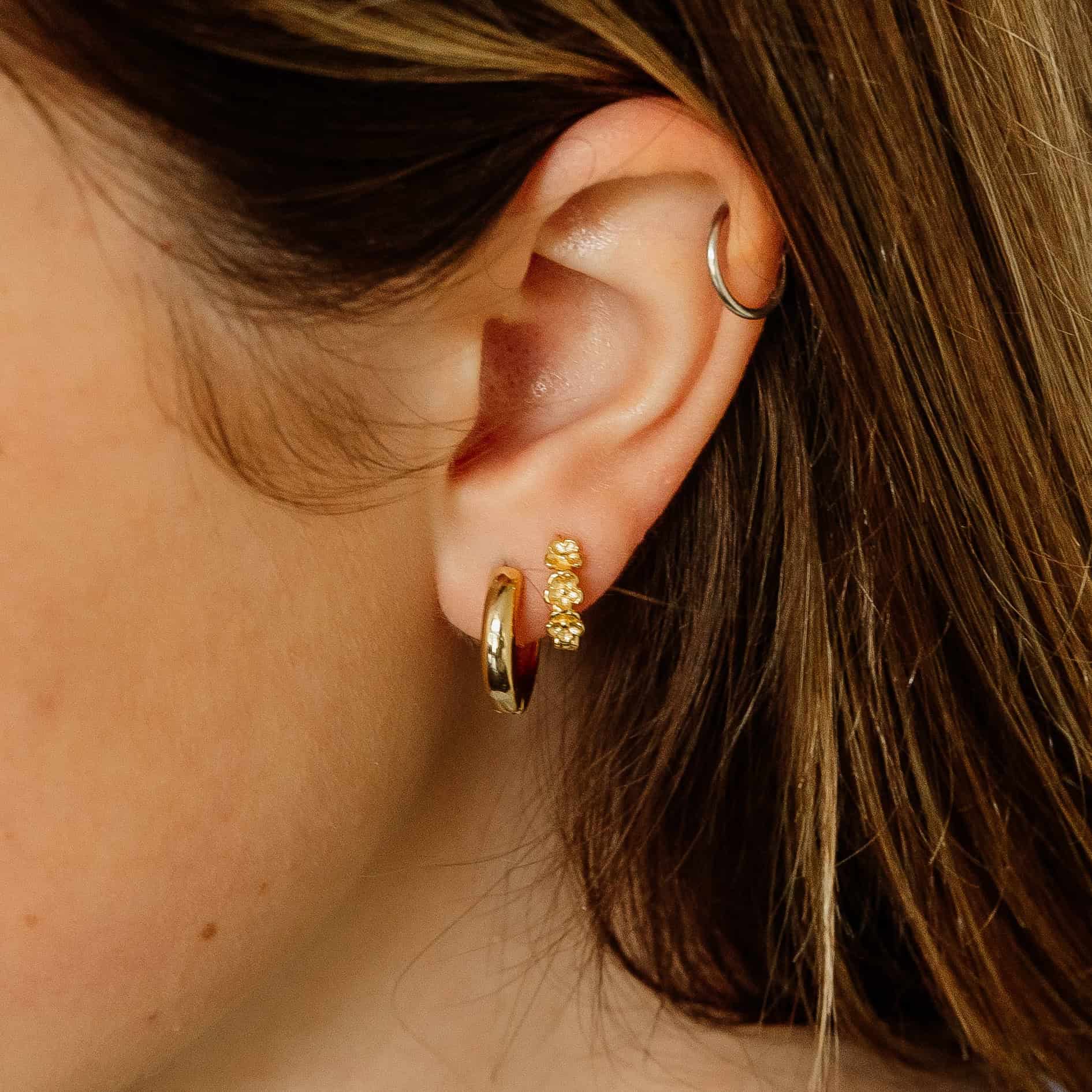 Flower Huggie Hoops