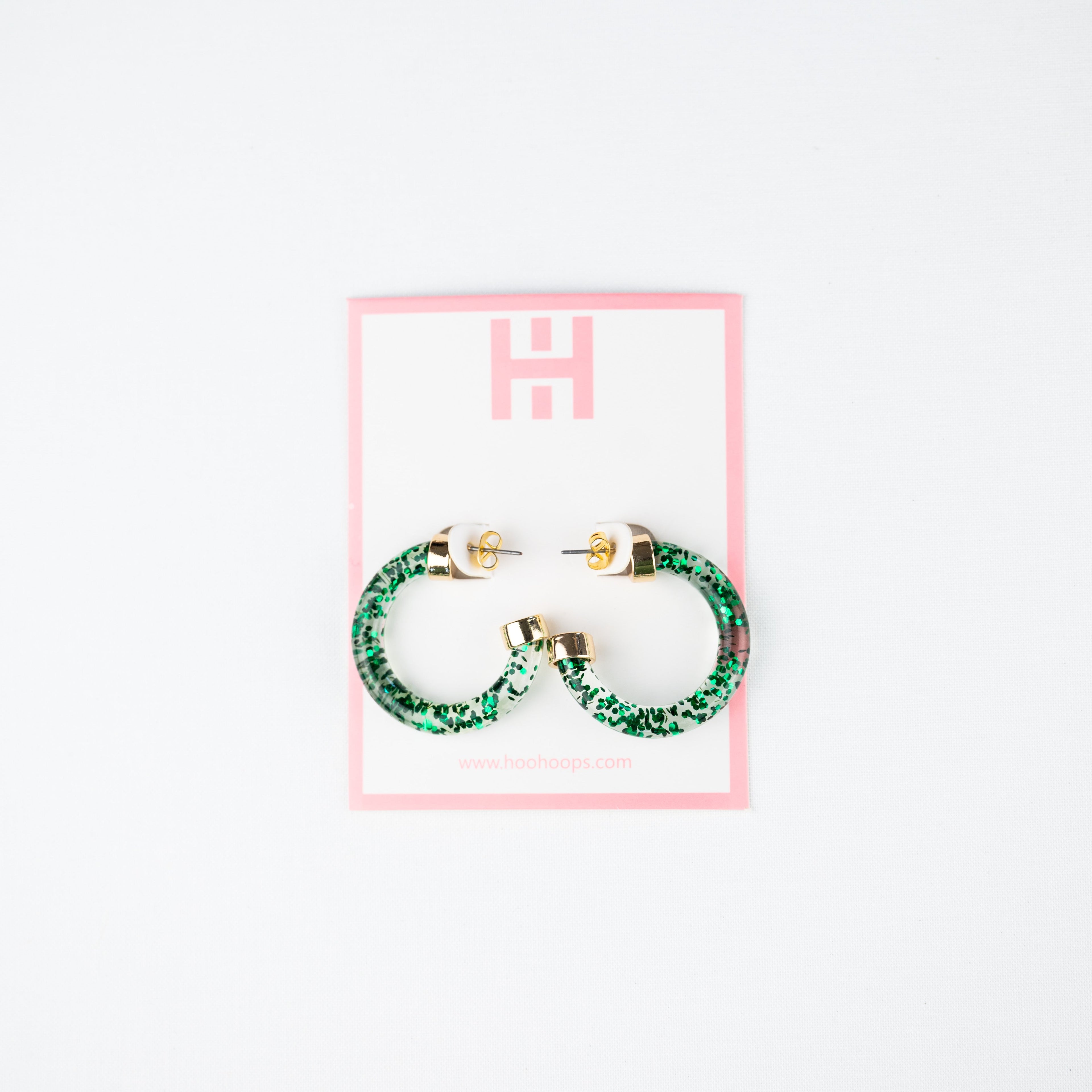 Green Glitter Mini Hoop Earrings